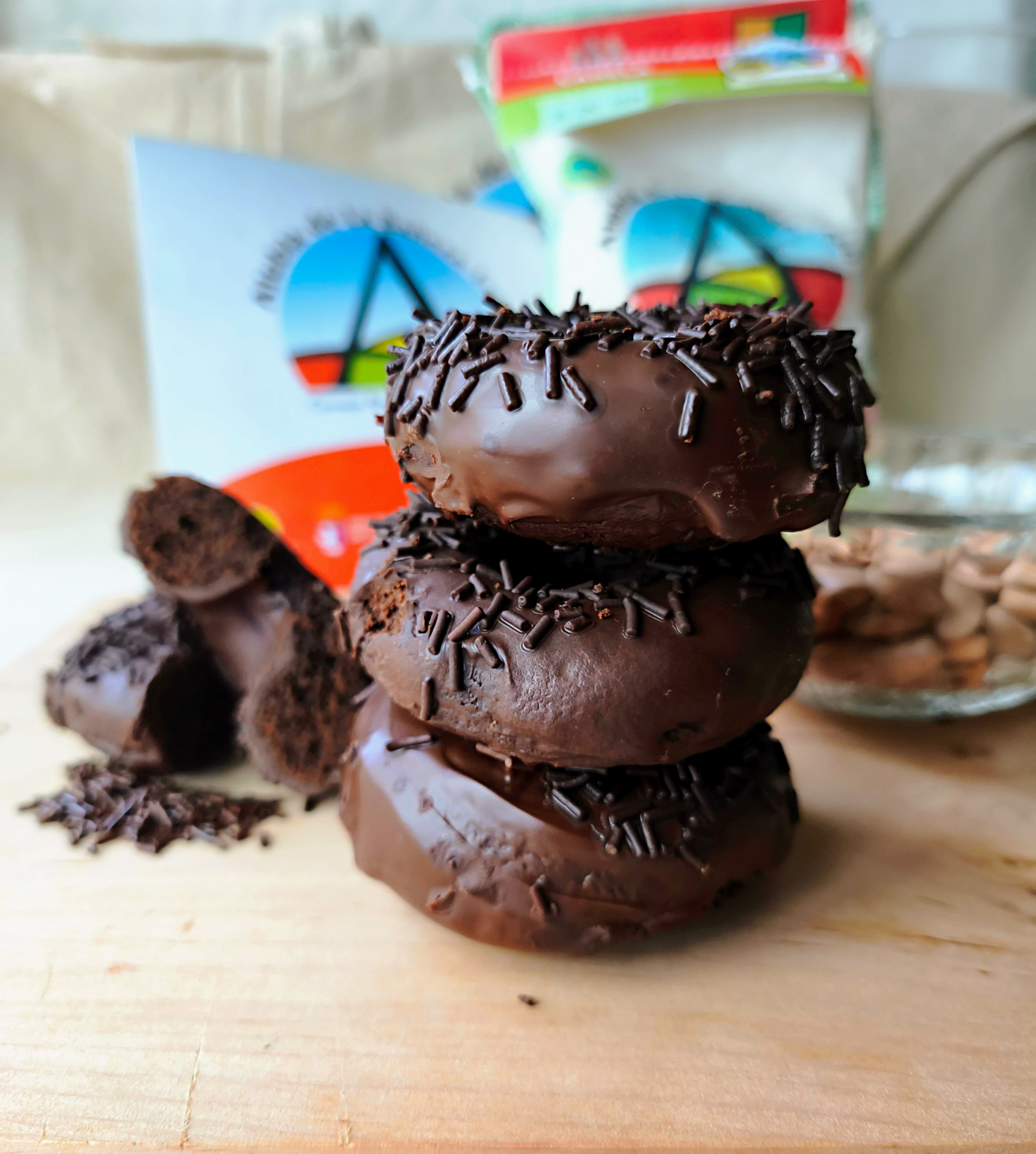 Donuts de chocolate con alubia canela